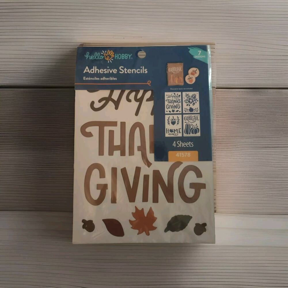 Hello Hobby Adhesive Stencils 7 Designs Autumn Thanksgiving Pumpkins Fall Acorns